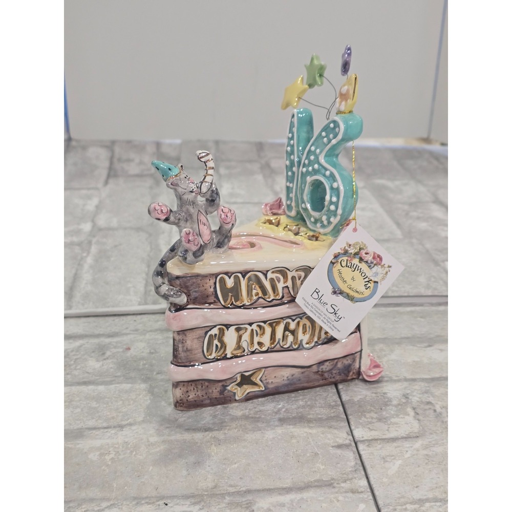 Sweet 16 Birthday Ceramic Cake Topper Blue Sky‎ Clayworks Heather Goldminc 2002